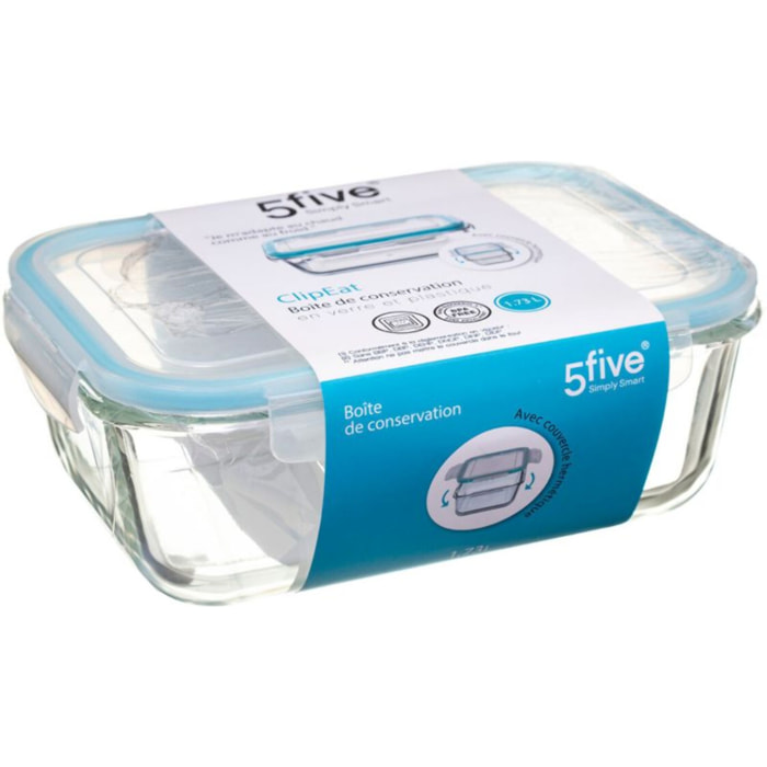 Boîte hermétique FIVE Clipeat en verre 1.73L