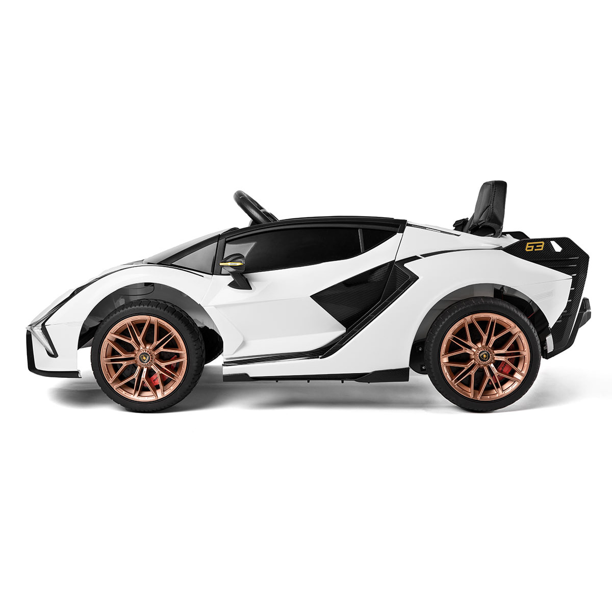 PLAYKIN Coche de batería 12V niños 3-8 años Lamborghini Sian White mando control remoto