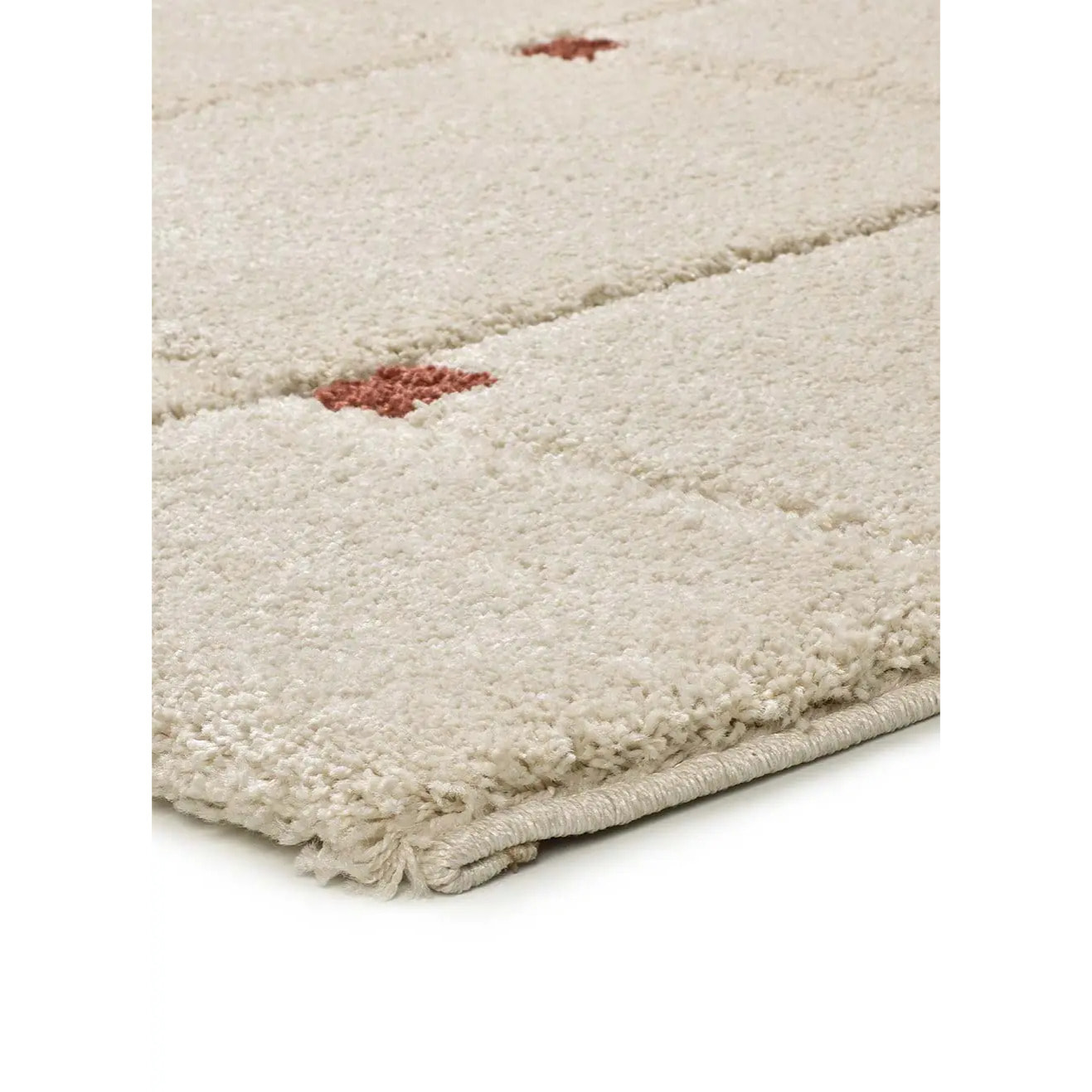 BRENDA Alfombra shaggy geométrica con relieve blanco y motivos caldera, varias medidas disponibles