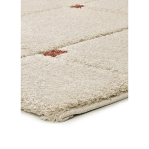 BRENDA Alfombra shaggy geométrica con relieve blanco y motivos caldera, varias medidas disponibles