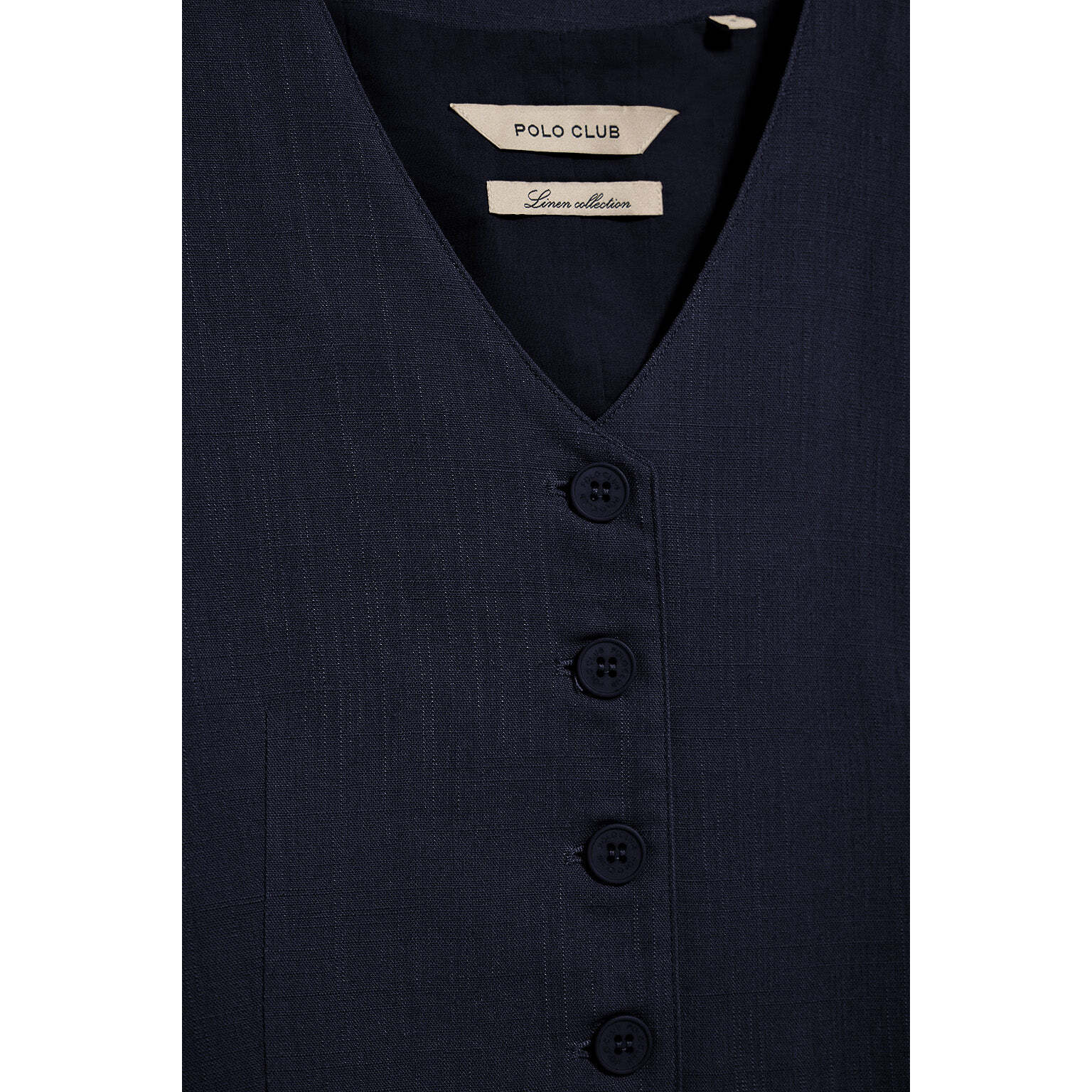 Chaleco Deia azul marino de algodón y lino con detalles Polo Club