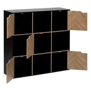 Étagère "Mix'n'door" 9 cases effet bois et noir 100,5x32cm