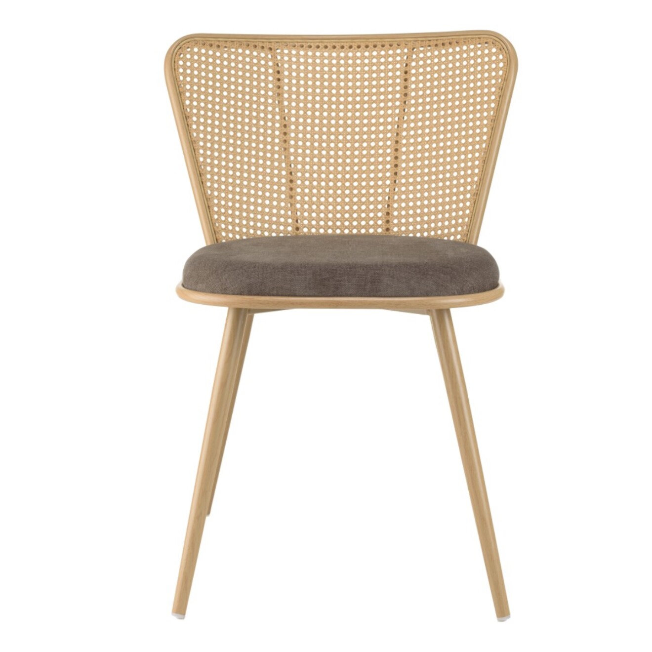 LEA - Lot de 2 chaises assise tissu taupe large dossier effet cannage