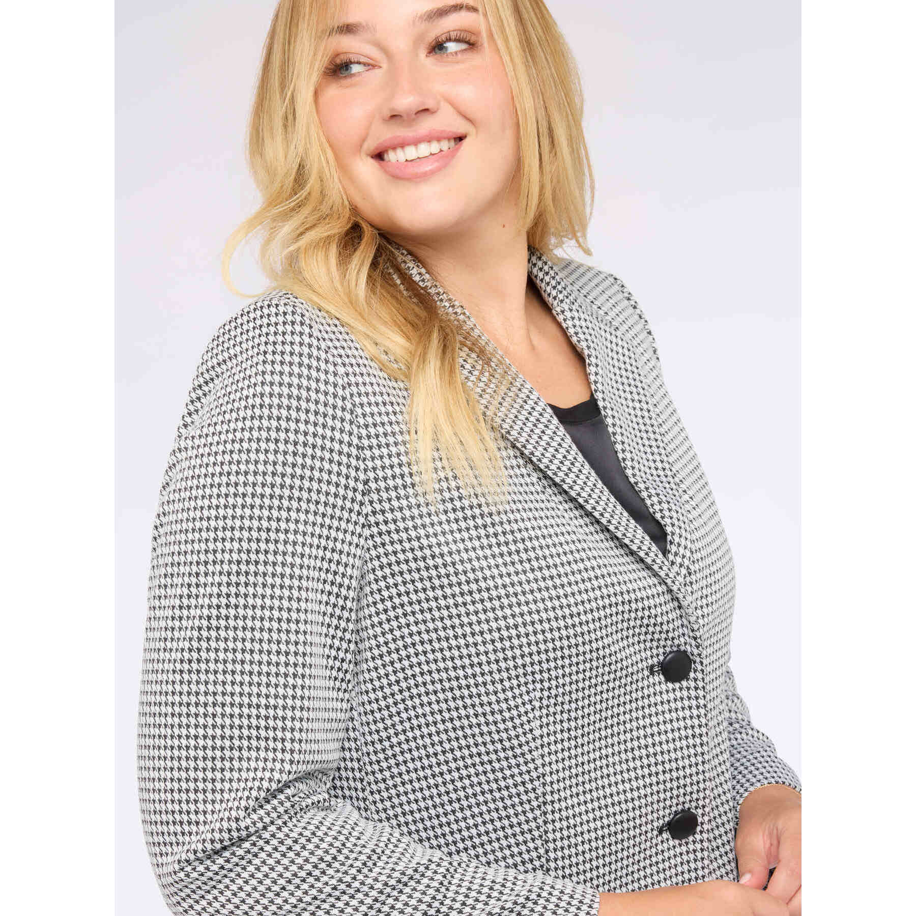 Fiorella Rubino - Blazer de pata de gallo con cinturón - Negro