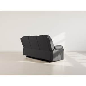 Armand - Canapé 3 places relax électrique en simili - Noir