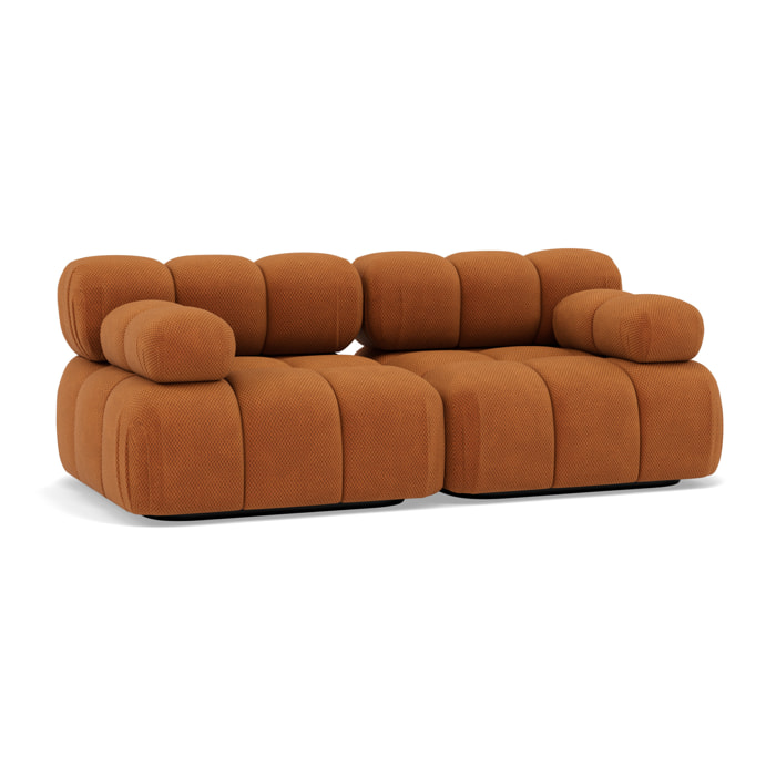 Ruby - canapé droit modulable 2 places en velours texturé - Terracotta