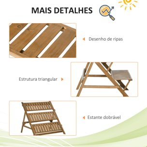 Estantería para Plantas de Madera Escalera con 3 Estantes Plegables 101x83x88 cm