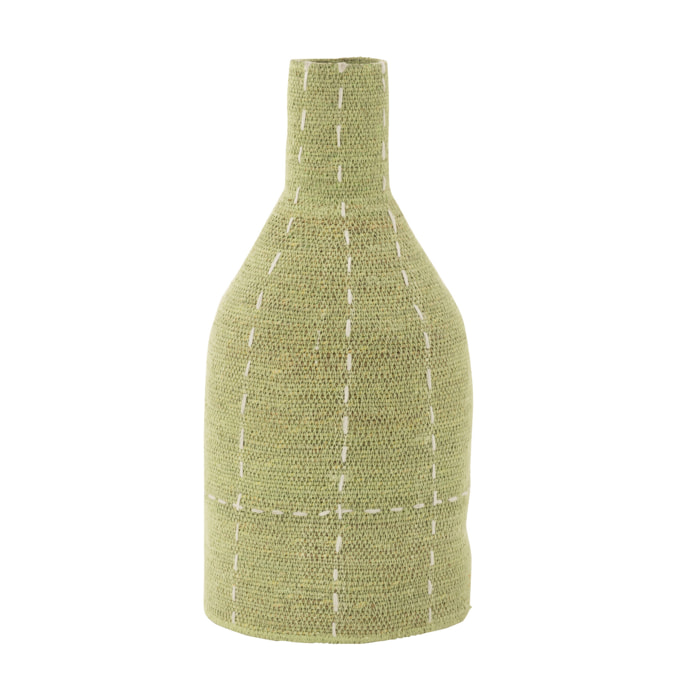 J-Line vase Forme Bouteille Pointilles Lignes - jonc de mer - vert/blanc - 50 cm de hauteur