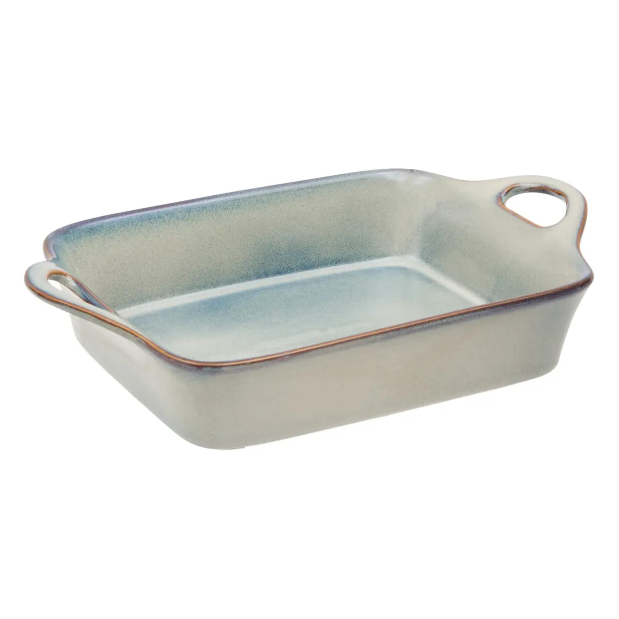 Plat rectangulaire en céramique Terre Inconnue 23x18cm bleu