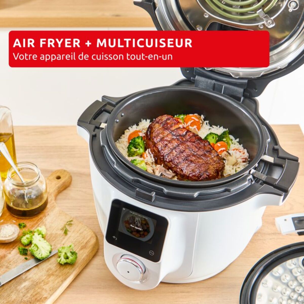 Cookeo MOULINEX Multicuiseur Airfryer Cookeo Infinity sans pale Blanc CE9721F0 16 modes de cuisson, 6,5 L