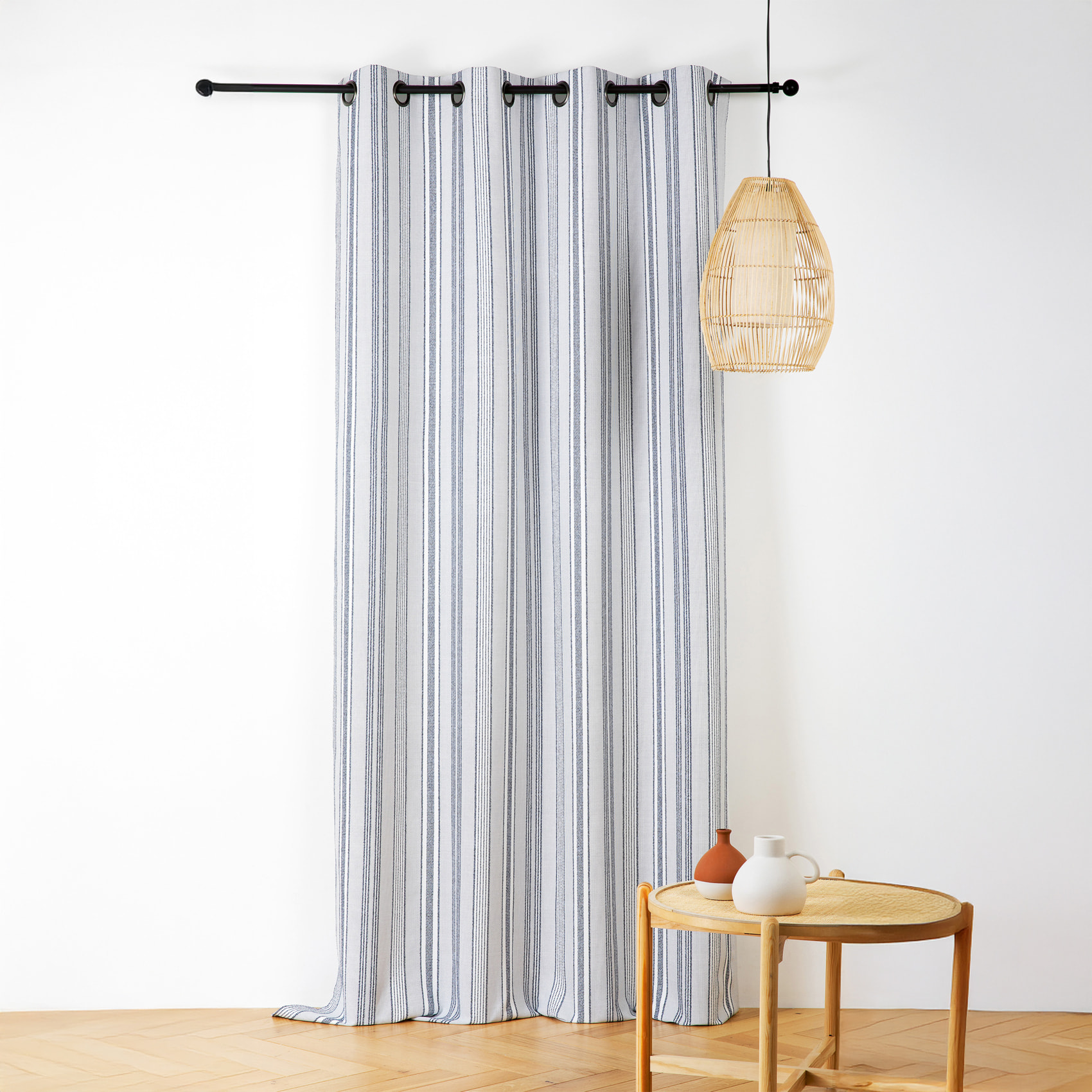 Rideau extérieur déperlant rayé - Bleu