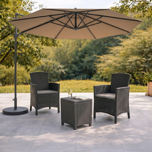 Ensemble de jardin 2 fauteuils gris anthracite avec table basse PASTO