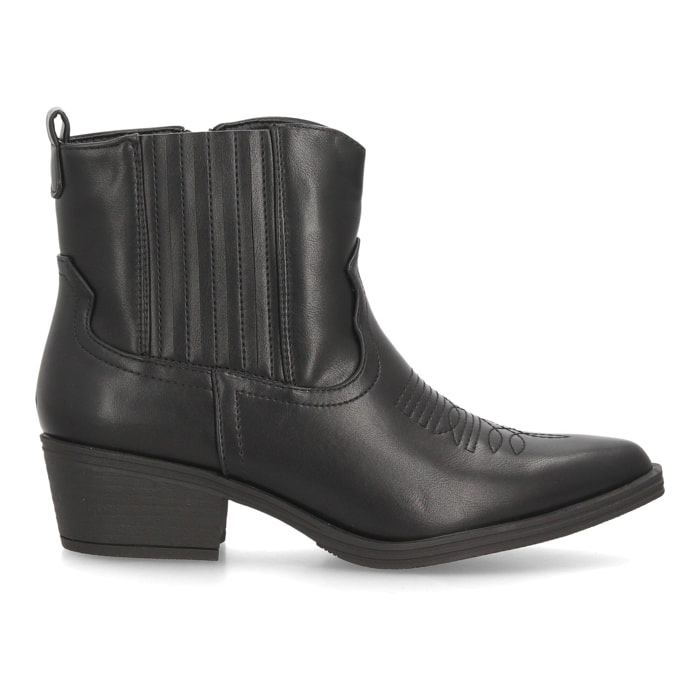 Botines bajos cowboy con bordados y tacónpara mujer