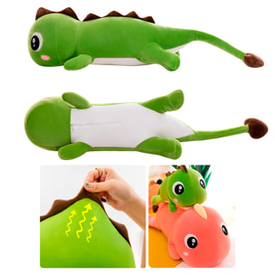 Cuscino extra morbido e soffice design dinosauro verde. 78 cm.