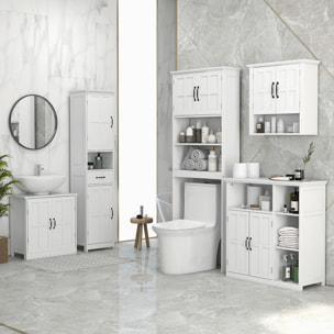 Conjunto de Baño Incluye 1 Columna de Baño 1 Mueble para Debajo del Lavabo y 1 Armario de Pared con Estante Ajustable Estilo Moderno Blanco