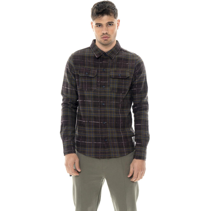 Camisa de franela con estampado de logo para hombre, Leone 1947 Vintage Dept.