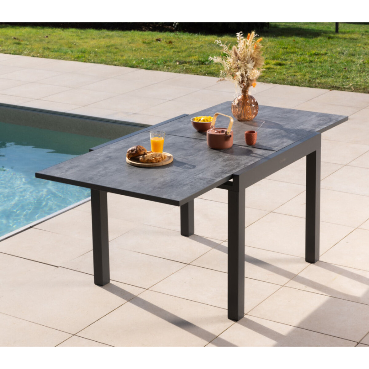 Ensemble table et chaises de jardin  - Lin - HONFLEUR BEZIERS ARDOISE