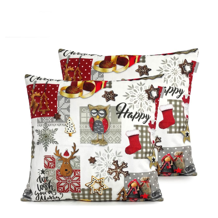 Lot de 2 housses de coussin en velour de NOÃ‹L NAIVE 45x45 cm (2)