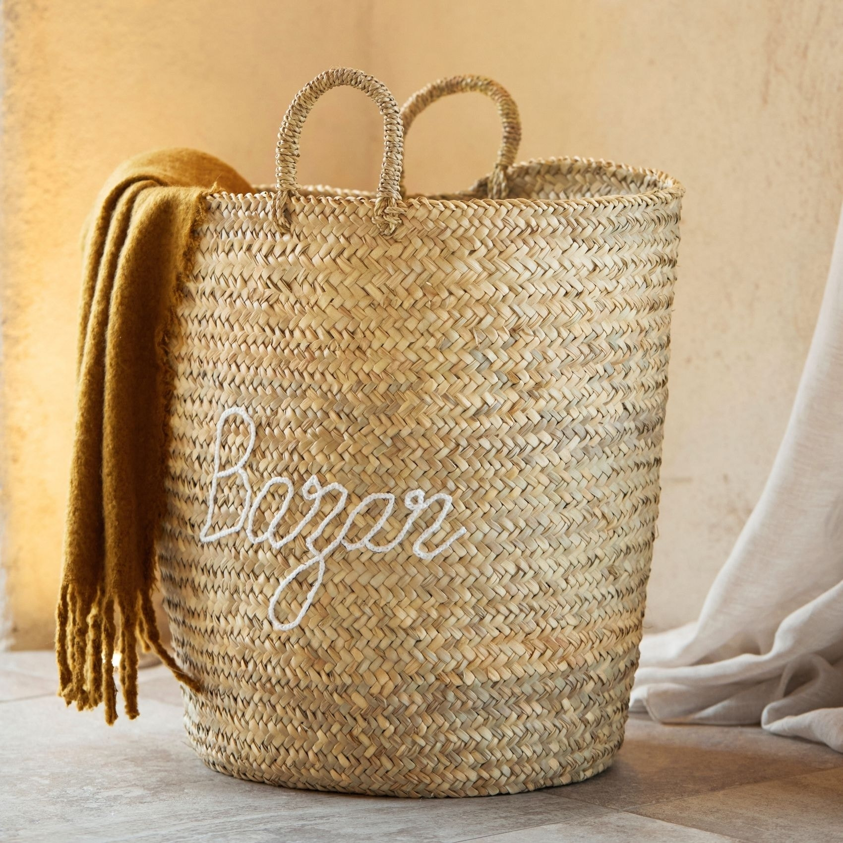 Grand panier naturel BAZAR XL - Blanc