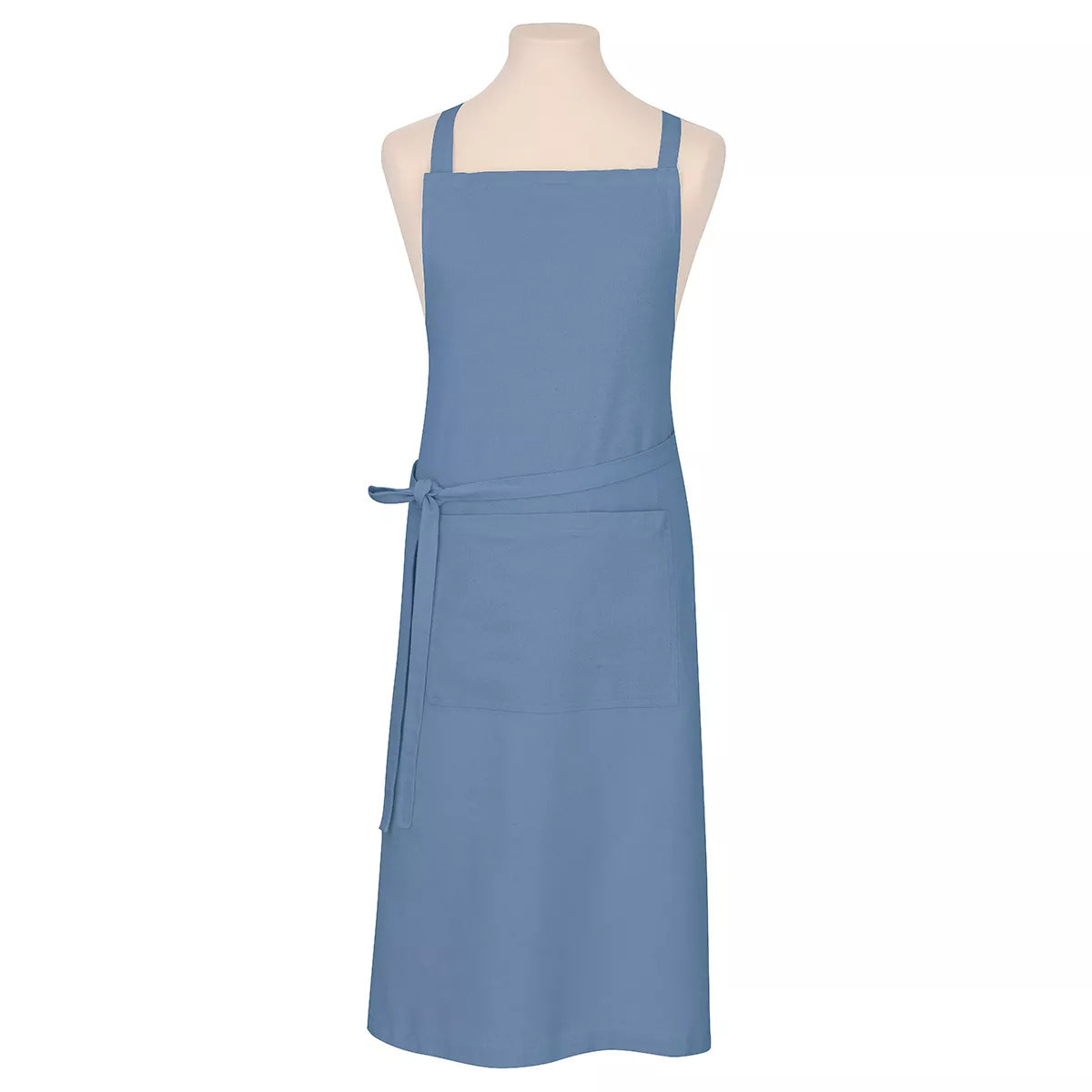 Tablier pur coton lavé 155 g/m² motif jacquard bleu Bastide bleuet