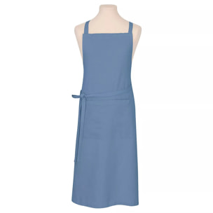 Tablier pur coton lavé 155 g/m² motif jacquard bleu Bastide bleuet