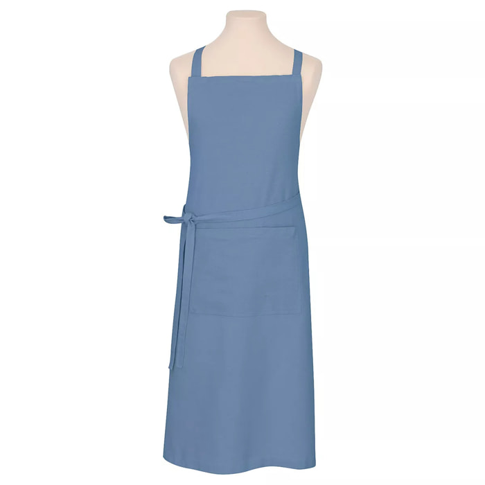 Tablier pur coton lavé 155 g/m² motif jacquard bleu Bastide bleuet