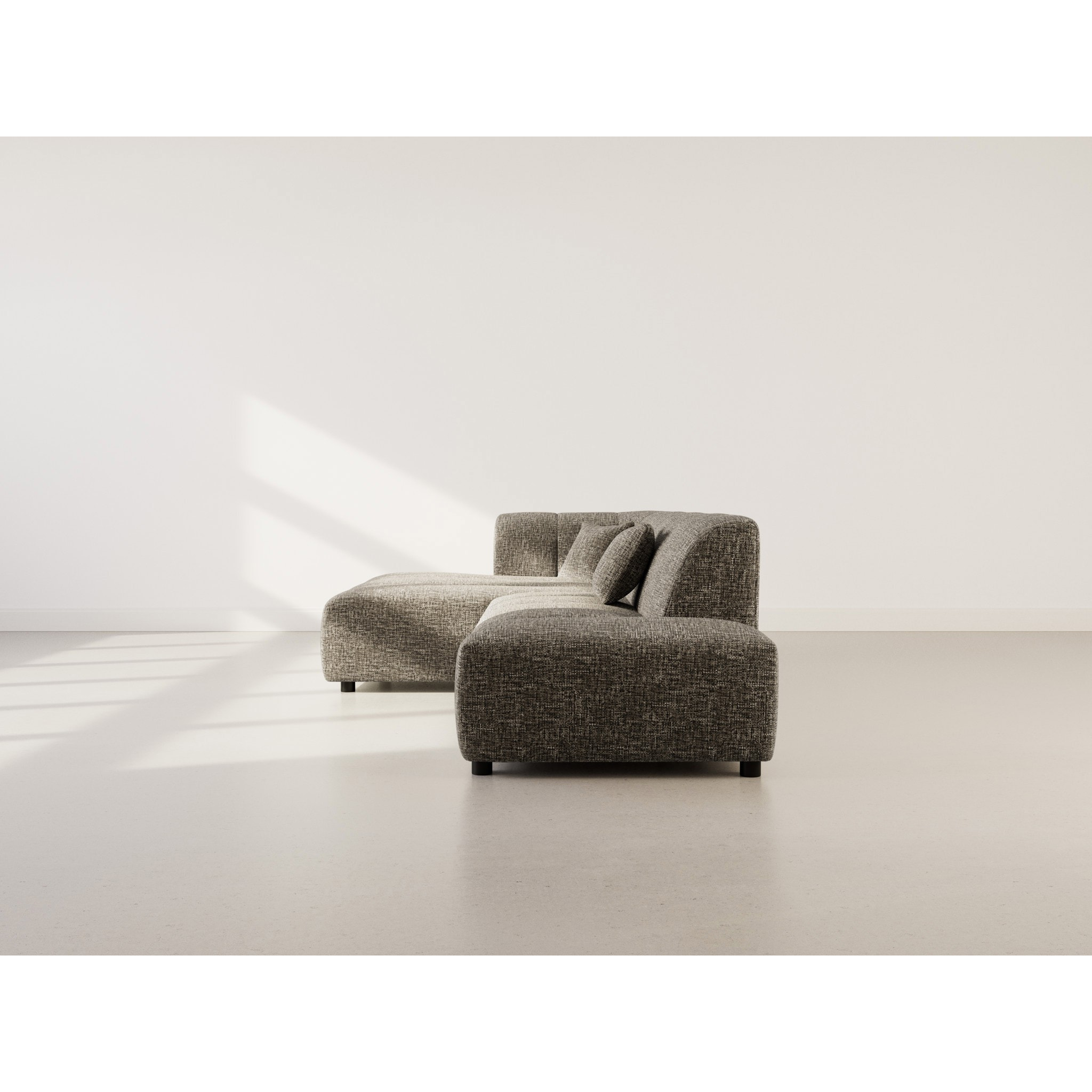 Curtis - canapé d'angle gauche 4 places sans accoudoir en tissu texturé - Vert Olive