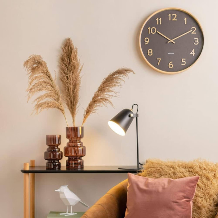 Reloj de Pared de Madera Aspecto Moderno color Marrón oscuro Ø38x5 cm