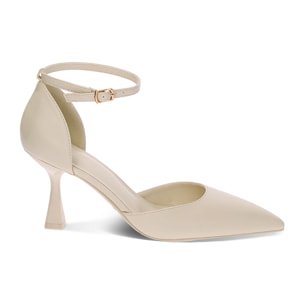 Décolleté Open Shank panna, tacco 8 cm