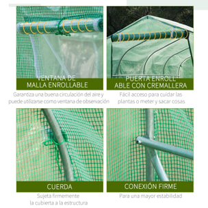 Invernadero de Exterior 3x2x2 m Invernadero de Túnel con 6 Ventanas de Malla y Puerta Invernadero de Huerto para Patio Jardín Verde