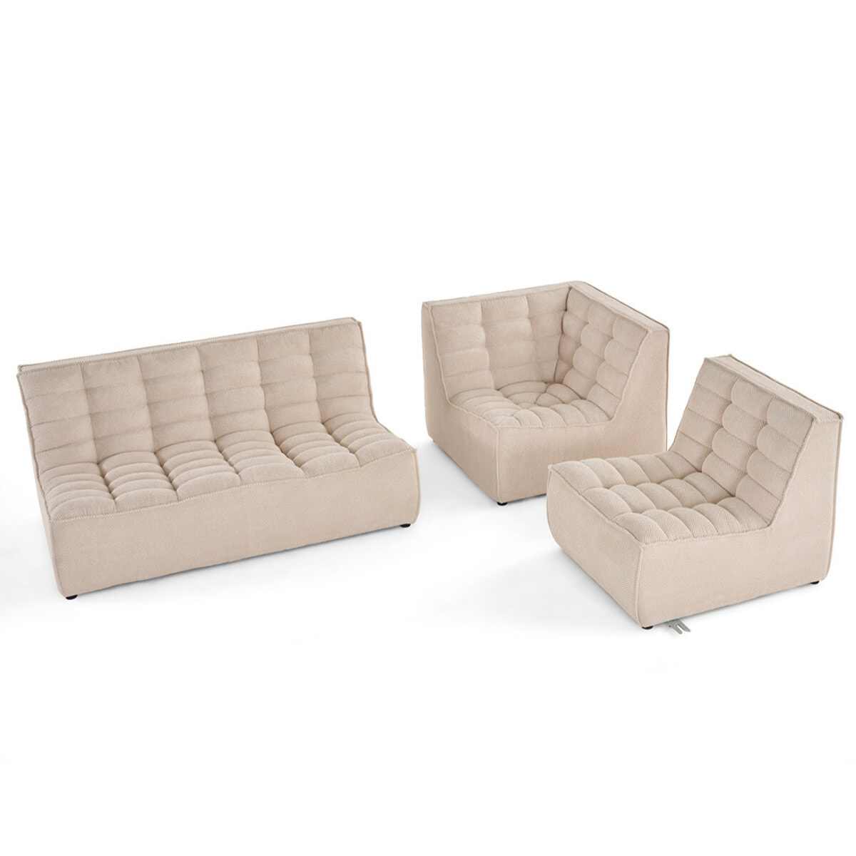 Ellie - canapé modulable d'angle réversible 4 places en velours texturé - Beige
