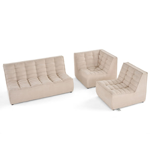 Ellie - canapé modulable d'angle réversible 4 places en velours texturé - Beige