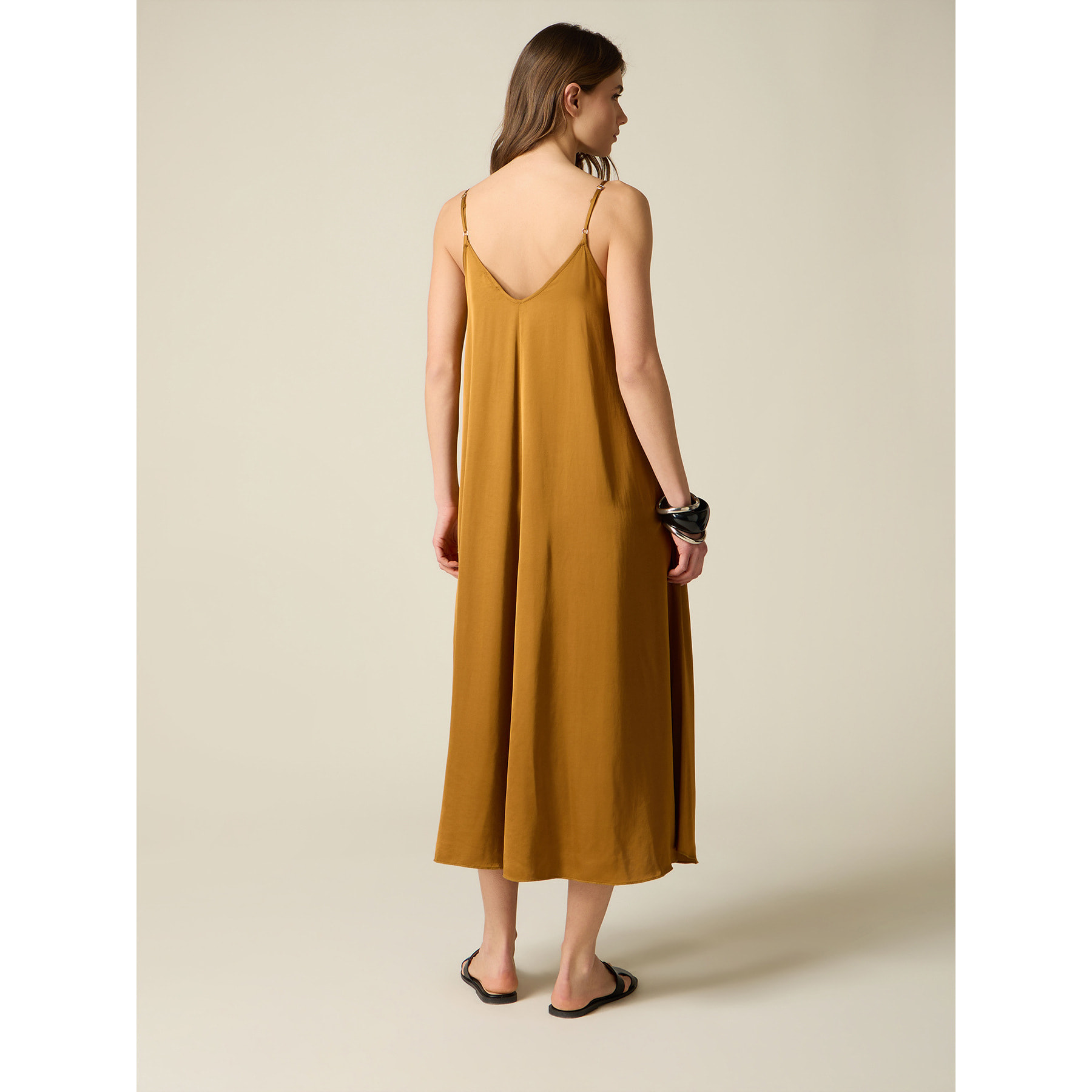 Oltre - Vestido largo en raso de viscosa - Oro