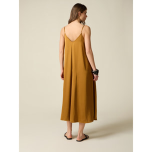 Oltre - Vestido largo en raso de viscosa - Oro