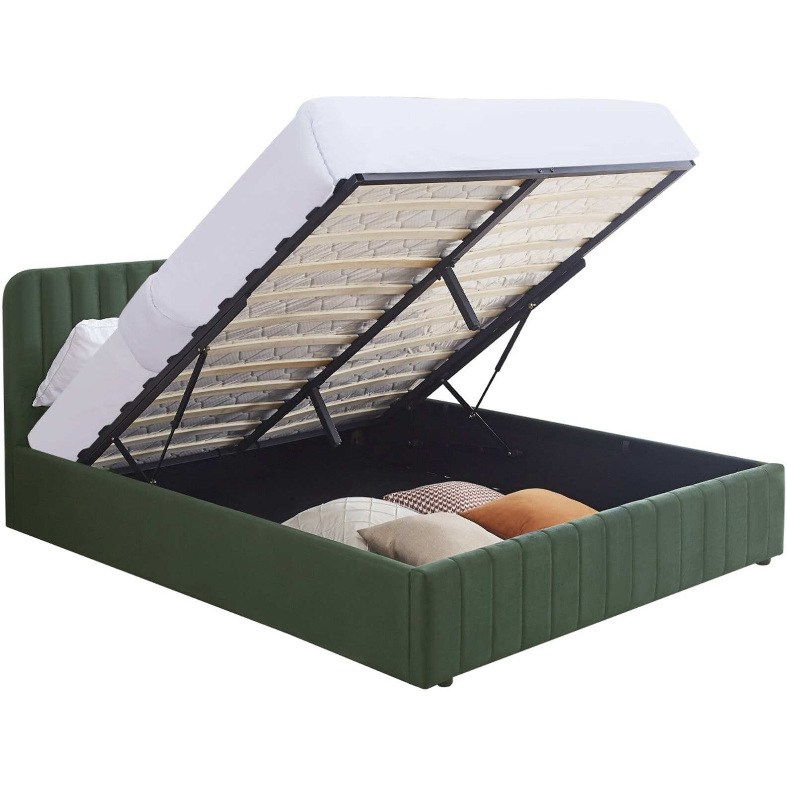 Lit coffre avec tête de lit en velours - AVA
