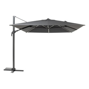 Parasol déporté rectangulaire "Melhia" anthracite avec LED 4 x 3m en aluminium acier et oléfine