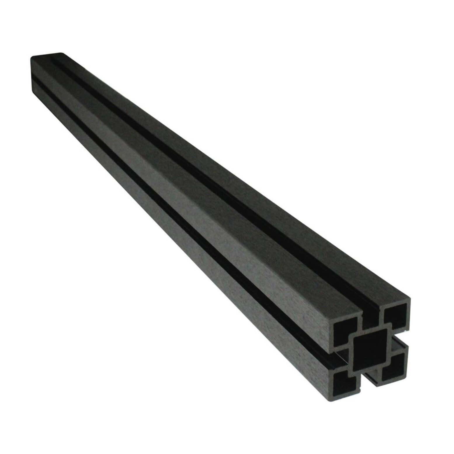 Poteau en aluminium pour clôture composite et son profil de finition