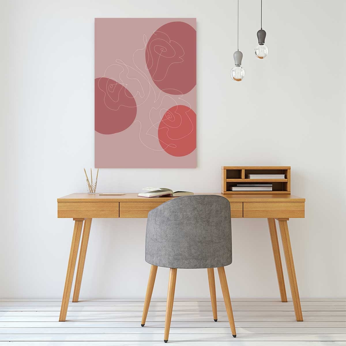 Tableau Line art et courbe rose Toile imprimée