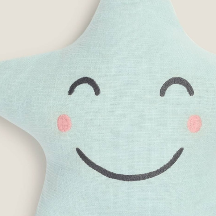 Cojín relleno en forma de estrella Stari color azul aqua Algodón