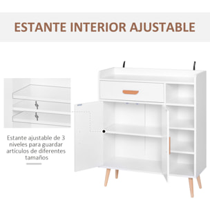 Aparador Buffet Multiusos para Comedor 80x29,5x96cm Blanco