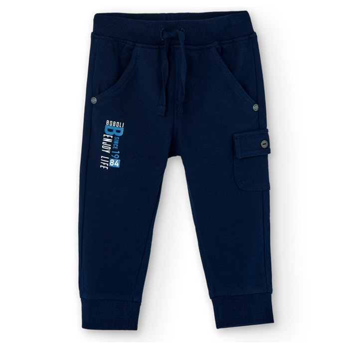 Pantalón deportivo en azul marino con cintura elástica y bolsillo
