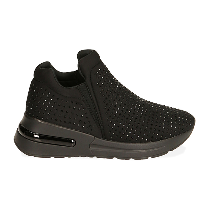 Slip-on nere in lycra con strass