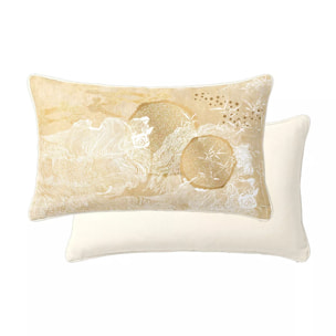Taie d'oreiller satin de coton imprimé jaune or Soleil d'or dore