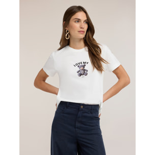 Motivi - T-shirt girocollo con stampa - Bianco