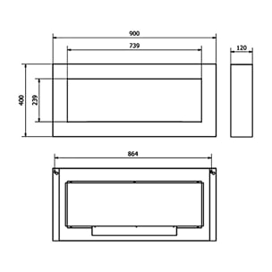 Siena - Camino a bioetanolo da parete 90x12xH40 cm