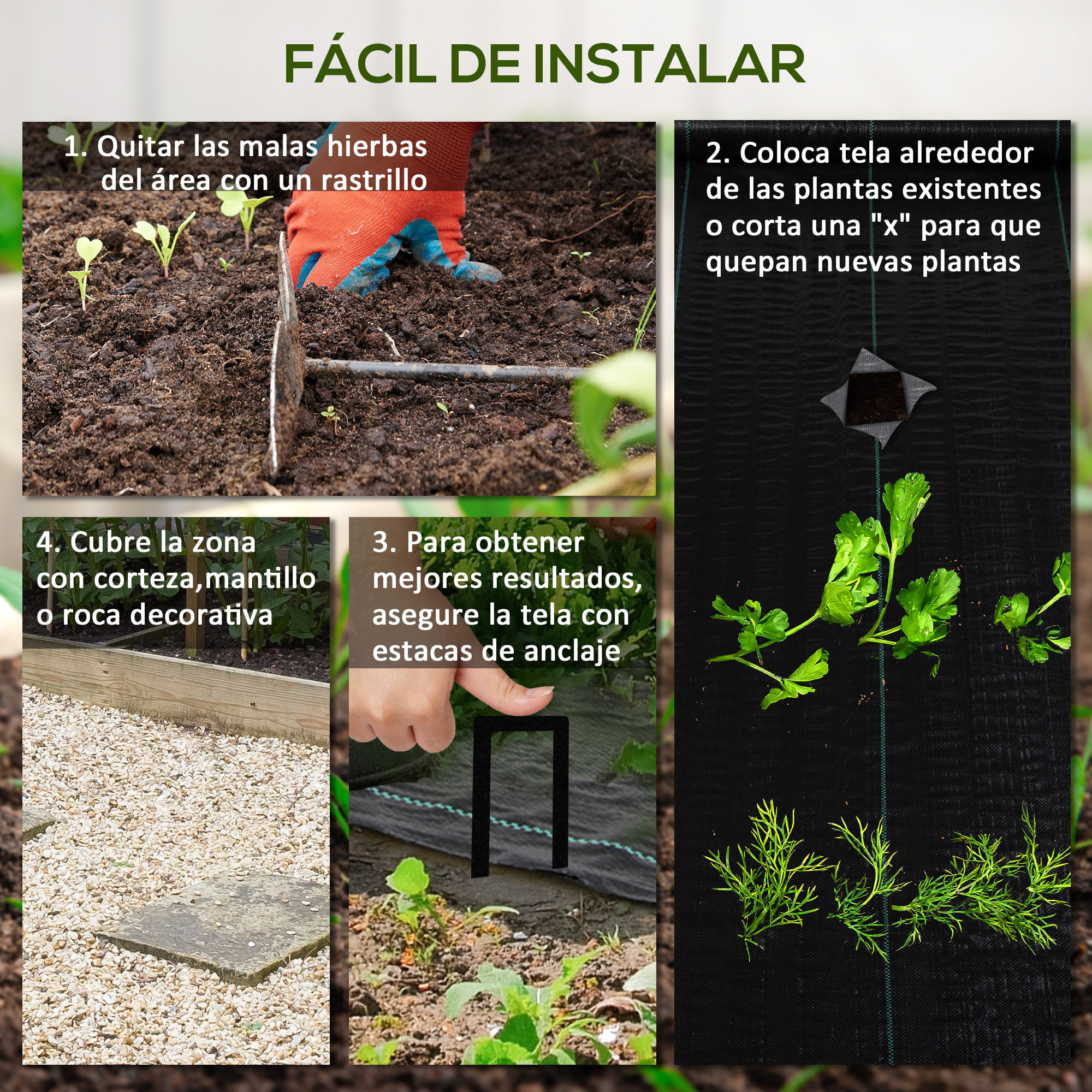 Malla Antihierbas Malla Antimaleza 2x25 m Malla Geotextil 60 g/m² para Control de Malezas y Malas Hierbas de Jardín Rollo de Malla Antimaleza Negro