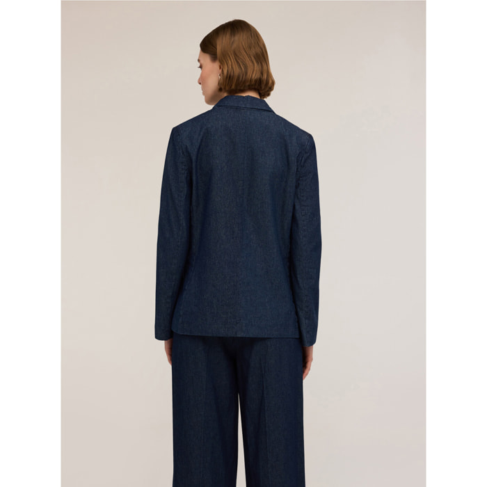 Motivi - Blazer monopetto in denim misto lyocell - Blu