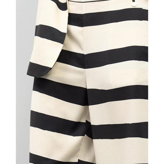 Culottes in raso con righe orizzontali