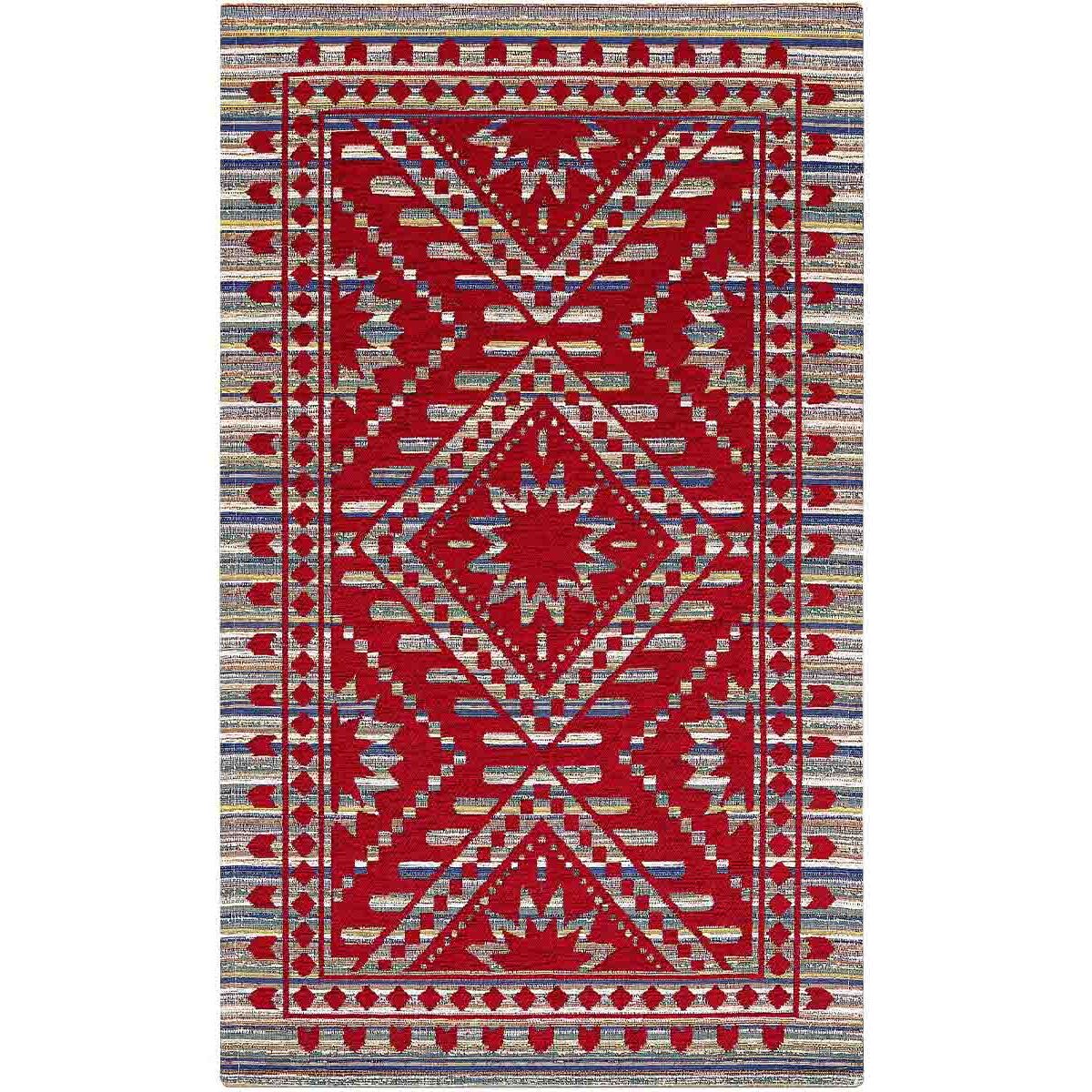 Tappeto Arredo Motivo Tribale Rosso