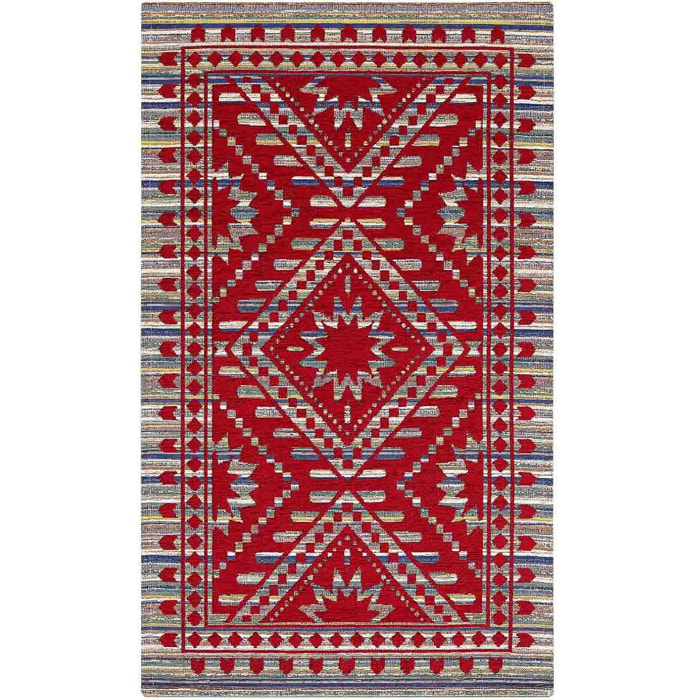 Tappeto Arredo Motivo Tribale Rosso